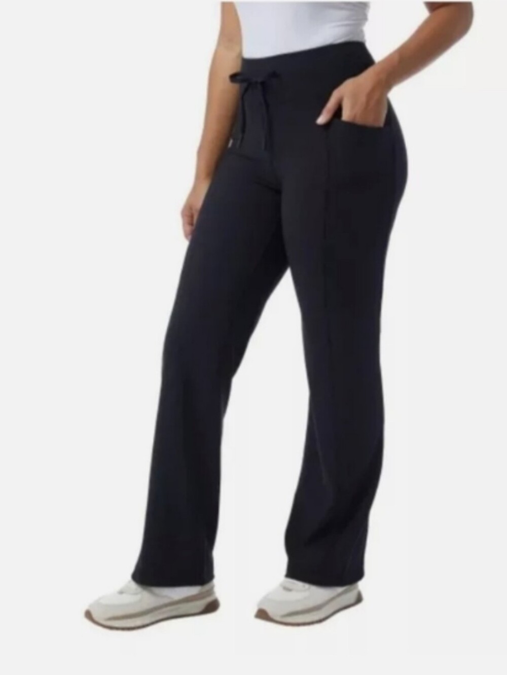 32 Degrees Cool Wide-Leg Drawstring Track Pants - Black Medium